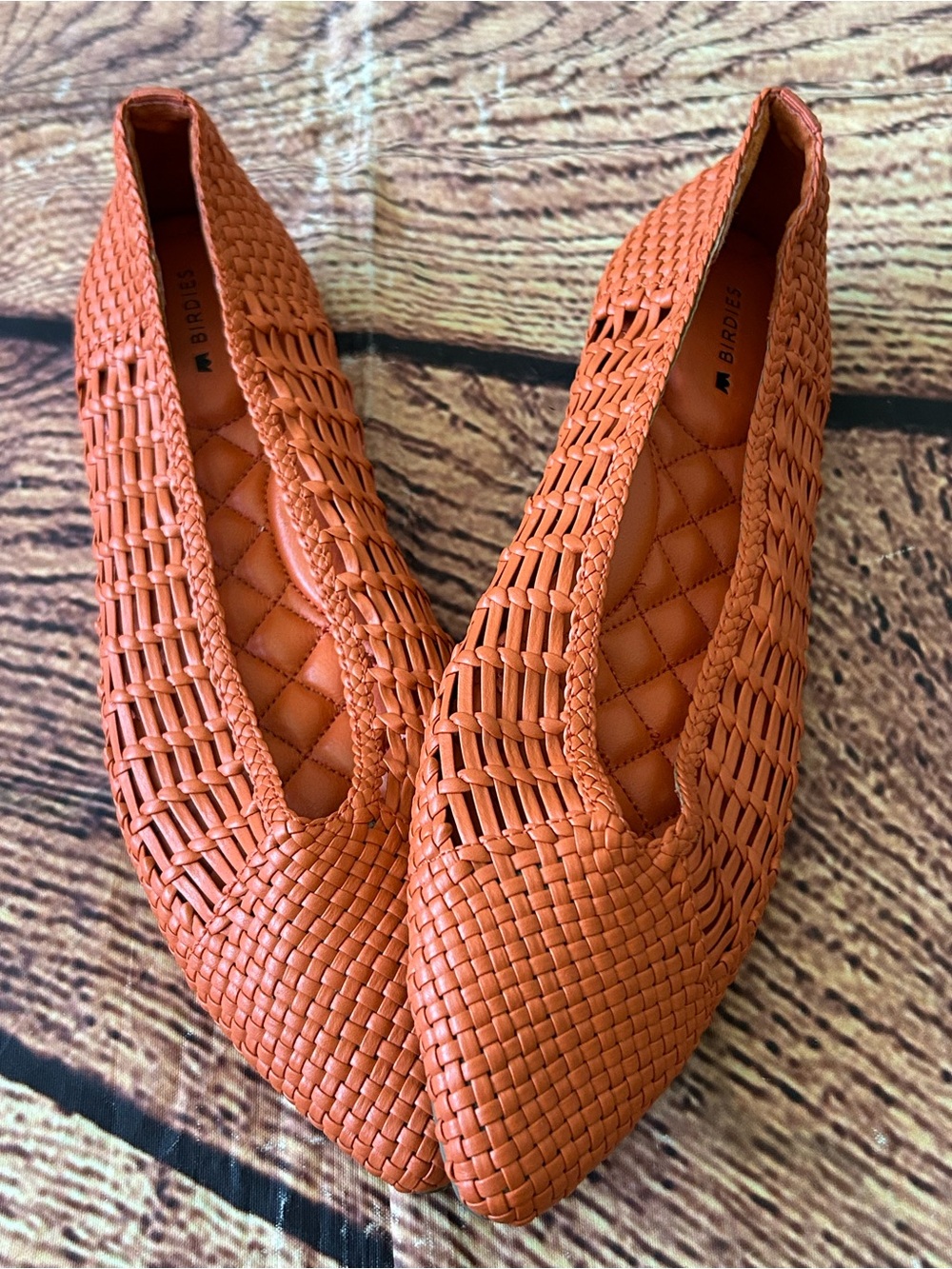 Birdies The Goldfinch Woven Pointed Toe Flat Size 7 Tan Leather Loafer Mules